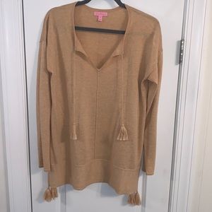 Lily Pulitzer Medium Gold Shirt With Tassels.